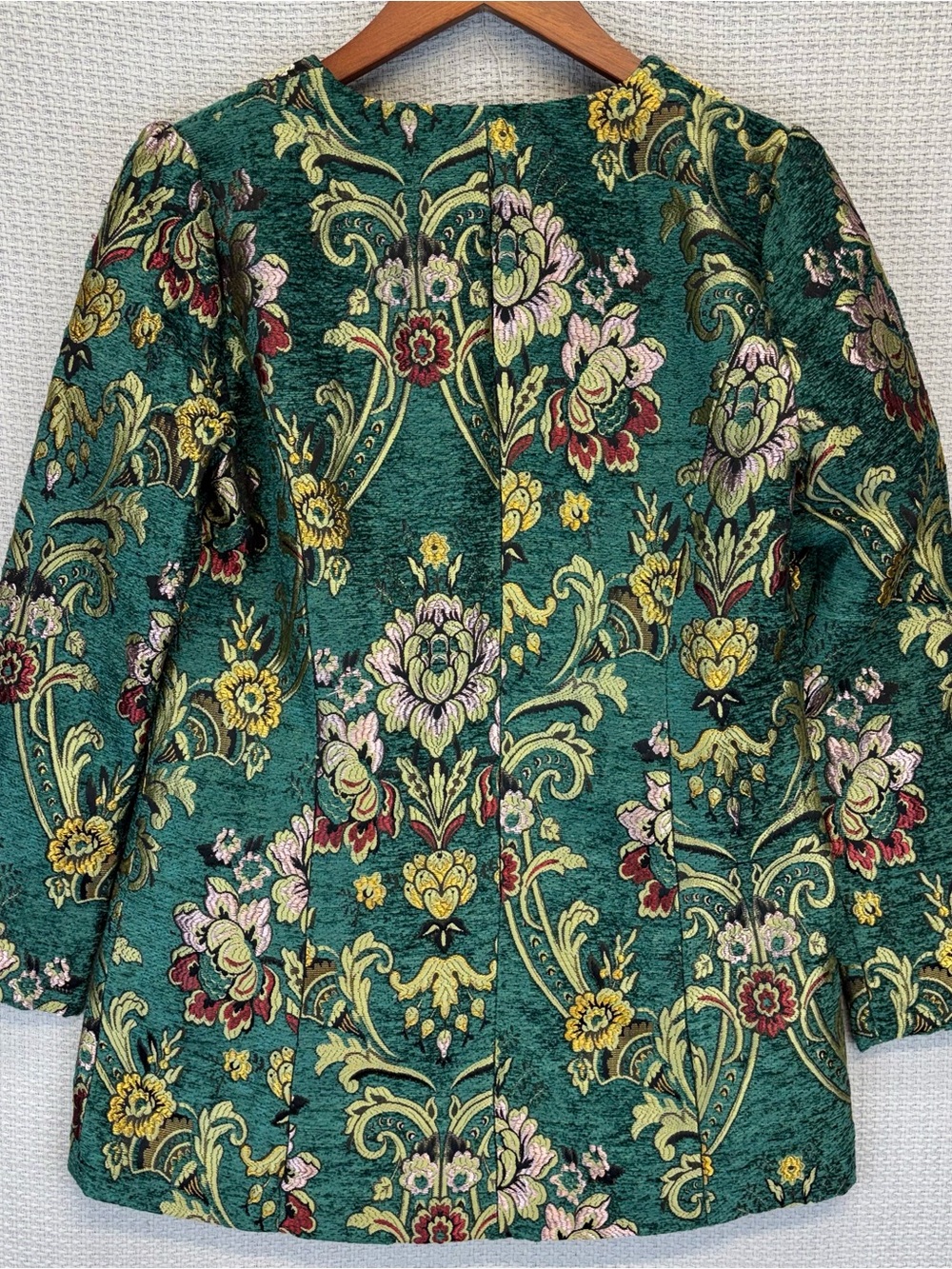 NWT Vintage Peck & Peck Tapestry Green Gold Coat Jacket Women S Brocade Floral - Picture 11 of 14